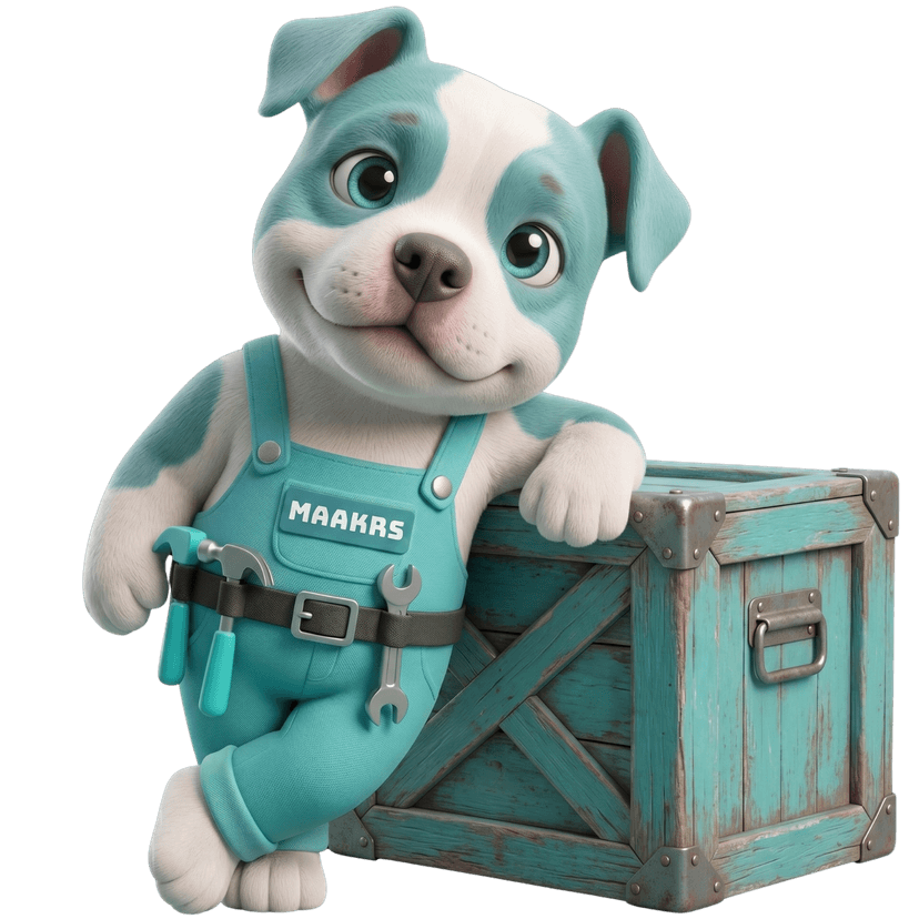 MAAKRS Mascotte met gereedschapskist